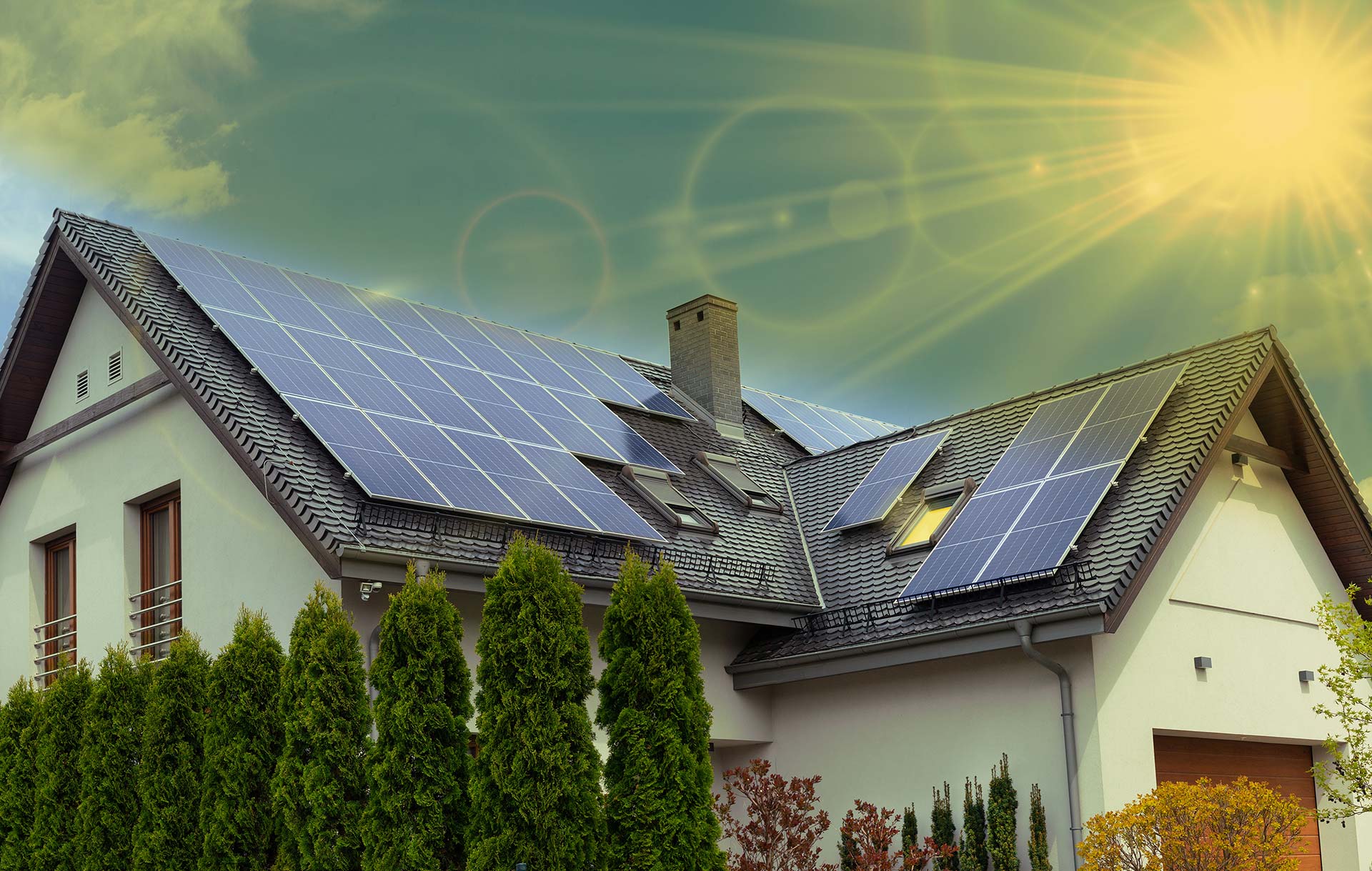 photovoltaik module auf einfamilienhaus